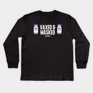 Vaxed and Masked (Pink Vax) Kids Long Sleeve T-Shirt